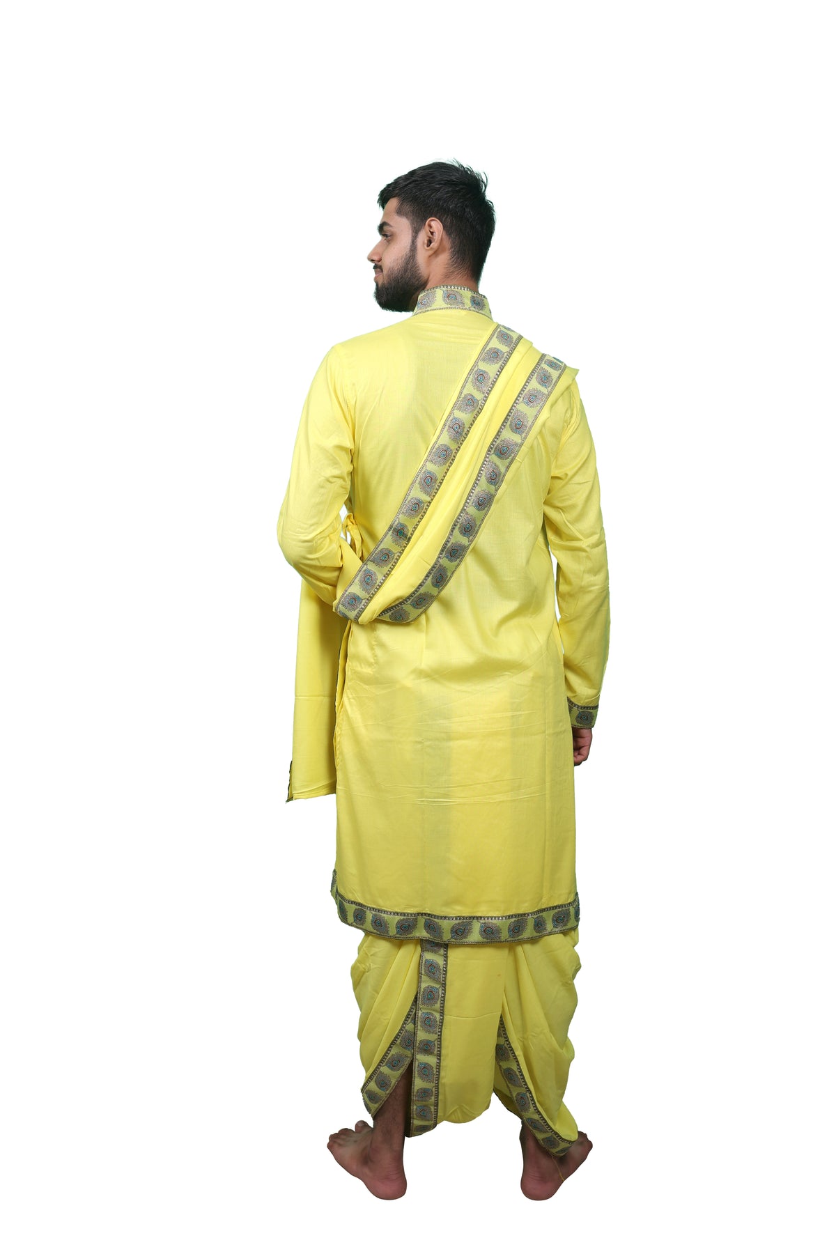 Traditional Bagalbandi Set (Mor Pankh) with readymade dhoti and dupatta