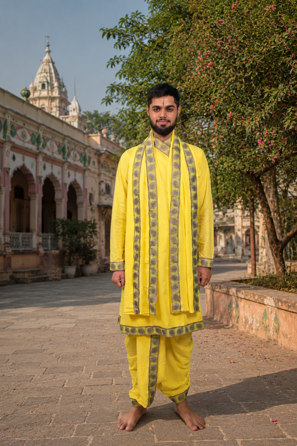 Traditional Bagalbandi Set (Mor Pankh) with readymade dhoti and dupatta