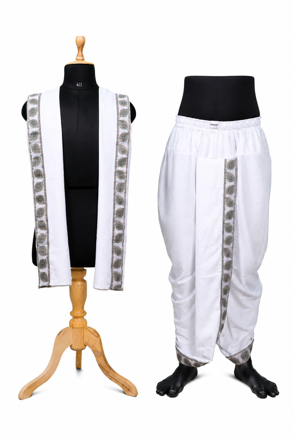 Traditional Bagalbandi Set (Mor Pankh) with readymade dhoti and dupatta