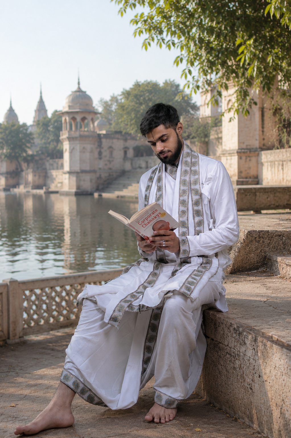 Traditional Bagalbandi Set (Mor Pankh) with readymade dhoti and dupatta
