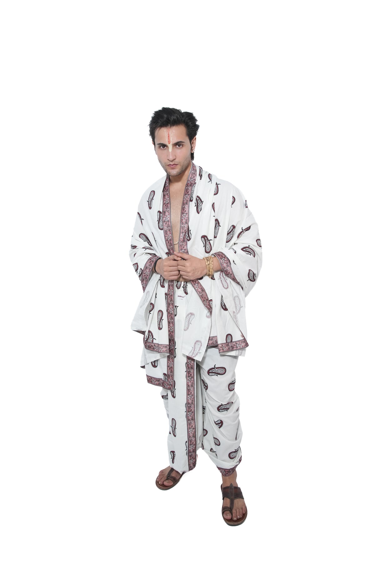 Arya Bagalabandhi and Dhoti Set- white
